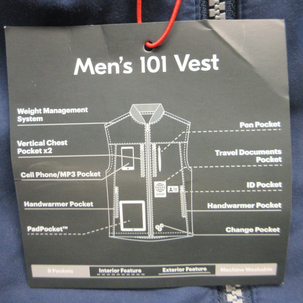 SCOTTeVEST The 101 Travel Vest Mens Sz L Navy Blue Multi Hidden Pockets Tech NWT - Picture 9 of 12